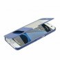 For Samsung Galaxy S7 Case  Dual Window Magnetic Closure Twill PU Leather Blue