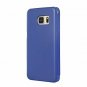 For Samsung Galaxy S7 Case  Dual Window Magnetic Closure Twill PU Leather Blue