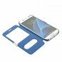 For Samsung Galaxy S7 Case  Dual Window Magnetic Closure Twill PU Leather Blue