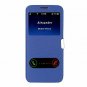 For Samsung Galaxy S7 Case  Dual Window Magnetic Closure Twill PU Leather Blue