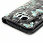 For Samsung Galaxy S7 Case Wallet Leather Credit Card ID Holders Black Butterfly