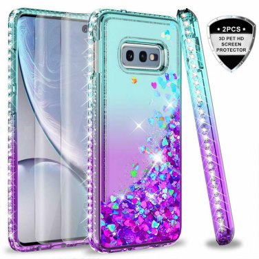 For Samsung Galaxy S10e case 3D PET Screen Protector 2 Pack Glitter Liquid