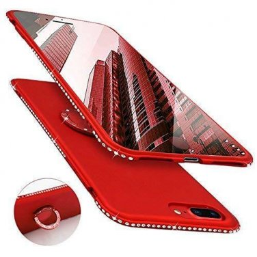 For iPhone 7/8 Plus Case Glitter Cute 360&Acirc;&deg; Diamond Rhinestone Bumper Red