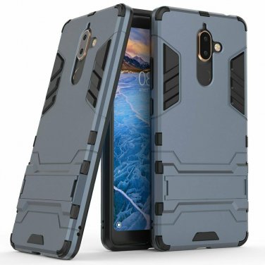 For Nokia 7 Plus Case Dual Layer Armor Hard Slim Hybrid Kickstand Phone NavyBlue