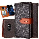 For Galaxy S7 Edge Wallet Case Ultra Slim Vintage Leather Folio Flip Book Black