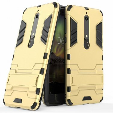 For Nokia 6/6.1 2018 Case Not for Nokia 6 2017 Dual Layer Armor Hard Slim Gold