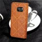 For Galaxy S7 Edge Wallet Case Ultra Slim Vintage Leather Folio Flip Book Gold