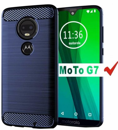 For Moto G7 Case Soft Slim Shockproof AntiFingerprint Full Protective Blue