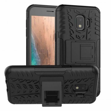 For Galaxy J2 Case Kickstand Hard PC Back Cover Dual Layer Protection Black