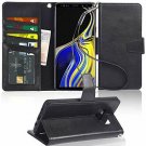 For Galaxy Note 9 Case PU Leather Wallet Wrist Strap 4Slots ID&Credit Card Black
