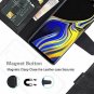 For Galaxy Note 9 Case PU Leather Wallet Wrist Strap 4Slots ID&Credit Card Black