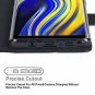 For Galaxy Note 9 Case PU Leather Wallet Wrist Strap 4Slots ID&Credit Card Black