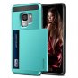 for Samsung Galaxy S9 Case Wallet Card Slot Holder Hidden Pocket Dual Layer Blue