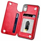 For iPhone XR Case Wallet Card Slots Shockproof Folio Flip Protective Red