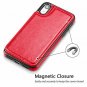 For iPhone XR Case Wallet Card Slots Shockproof Folio Flip Protective Red