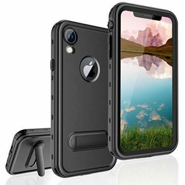 For iPhone XR Case Waterproof Full-Body Protective Shockproof Clear Black