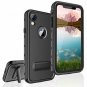 For iPhone XR Case Waterproof Full-Body Protective Shockproof Clear Black
