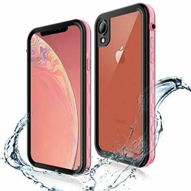 For iPhone XR Case Waterproof Full Body Protective Screen Protector Clear Pink