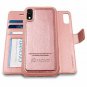 For iPhone XR Case Wallet Wireless Charger Detachable Vegan Leather Rosegold