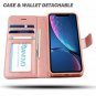 For iPhone XR Case Wallet Wireless Charger Detachable Vegan Leather Rosegold