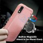 For iPhone XR Case Wallet Wireless Charger Detachable Vegan Leather Rosegold