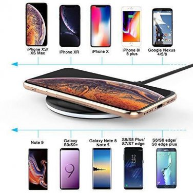 Wireless Charger for XR/XS Max/XS/X/8/8 Plus,Galaxy S9/S9+/S8/S8+/S7 AC Adapter