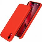 For iPhone XR Case Liquid Silicone Rubber Slim Shockproof Microfiber Red