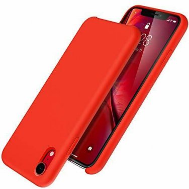 For iPhone XR Case Liquid Silicone Rubber Slim Shockproof Microfiber Red