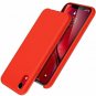 For iPhone XR Case Liquid Silicone Rubber Slim Shockproof Microfiber Red
