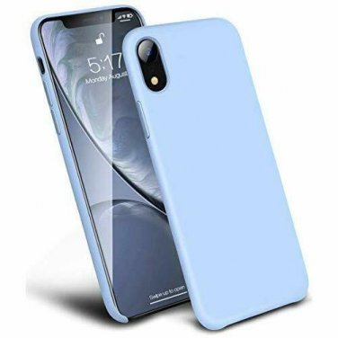 For iPhone XR Case Silicone Anti-Slip Liquid Gel Rubber Slim Microfiber Blue