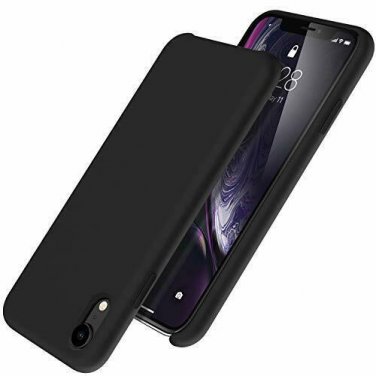 For iPhone XR Case Liquid Silicone Rubber Slim Shockproof Microfiber Cloth Black