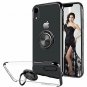 For iPhone XR Case Built-in 360 Rotatable Ring Kickstand Transparent TPU Black