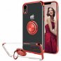 For iPhone XR Case Built-in 360 Rotatable Ring Kickstand Transparent TPU Red