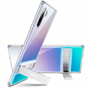 Case for Galaxy Note 10 Vertical and Horizontal Stand with Metal Kickstand Clear