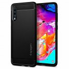 For Samsung Galaxy A70 Case (2019) The Rugged Armor bears its carbon fiber Black