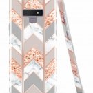 Samsung Galaxy Note 9 Case Shiny Rose Gold Marble Wave Geometric Slim Soft Pink