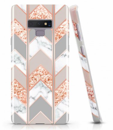 Samsung Galaxy Note 9 Case Shiny Rose Gold Marble Wave Geometric Slim Soft Pink