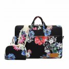 Laptop Shoulder Messenger Bag 14 15.6 inch Waterproof Black Chrysanthemum