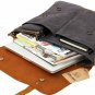 Laptop Messenger Bag 14 inch Vintage Canvas Real Leather Laptop Briefcase Gray