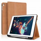 Case for iPad 9.7 Leather with Builtin Apple Pencil Holder Auto SleepWake Brown