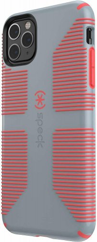 For iPhone 11 Pro Max Case Rubber Shock Absorbent Nickel Grey/Warning Orange