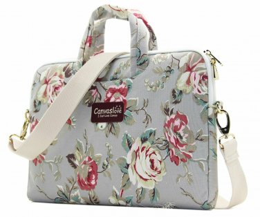 Laptop Shoulder Messenger Bag 14 15.6 inch Waterproof Canvaslove Grey Rose
