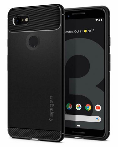 For Google Pixel 3 Case (2018) Resilient Shock Absorption and Carbon Fiber Black