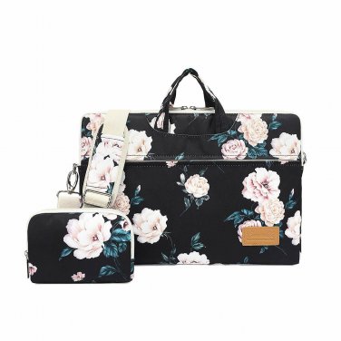 Laptop Shoulder Messenger Bag 14 15.6 inch Waterproof Canvaslife Peony Pattern