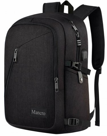 Laptop Backpacks Anti Theft Durable Bag Water Resistant Bookbag with USB Black