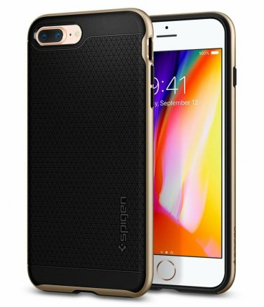 Case for iPhone 7/8 Plus ShockAbsorbent Layer with Rigid Bumper Frame Champagne