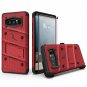 For Galaxy Note 8 Case Military Grade Drop Tested with Tempered Glass RED Black
