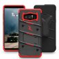 For Galaxy Note 8 Case Military Grade Drop Tested with Tempered Glass Black RED