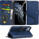 For iPhone 11 Pro Max Case PU Leather Wallet Stand Feature Credit Cards Blue