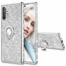 Samsung Galaxy Note 10 Plus Case Glitter Ring Kickstand Women Protective Silver